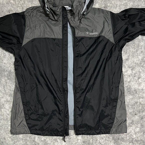 Columbia Jacket Men's L Full Zip Up Hooded Packable Black 100% Nylon RN 69724 - Picture 12 of 17